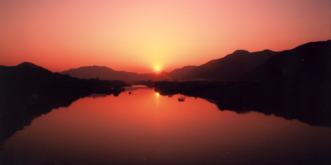 加古川に沈む夕日